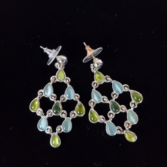 Dangle diamond shape pastel drop fashion earrings - Picture 2 of 7